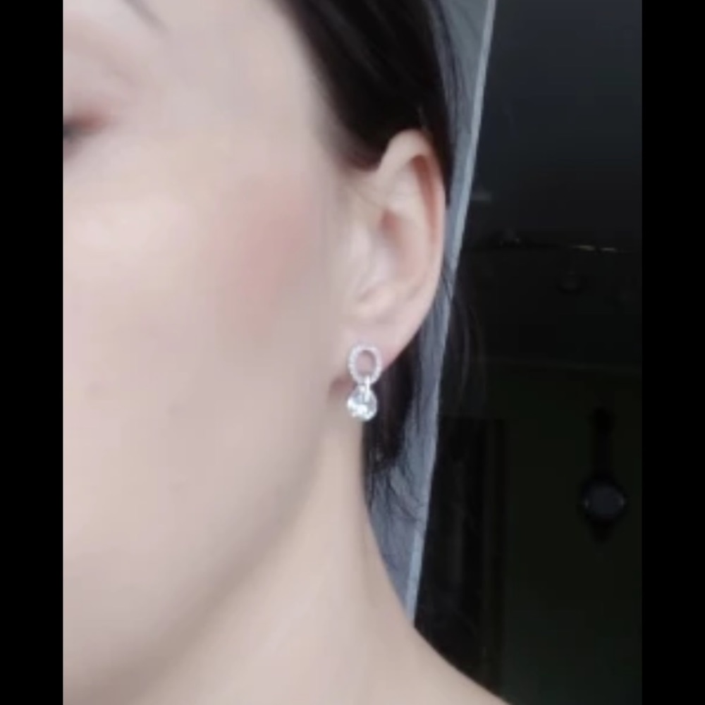 Small Circle Delicate Earrings With Swarovski Ele… - image 5